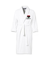 Libya Flag Heart Shape Embroidery Logo with Custom Text Embroidered Bathrobes